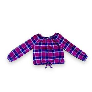 🔴 3 for $15  Long Sleeve Plaid Shirt Purple and Blue Size Small 5-6 EUC